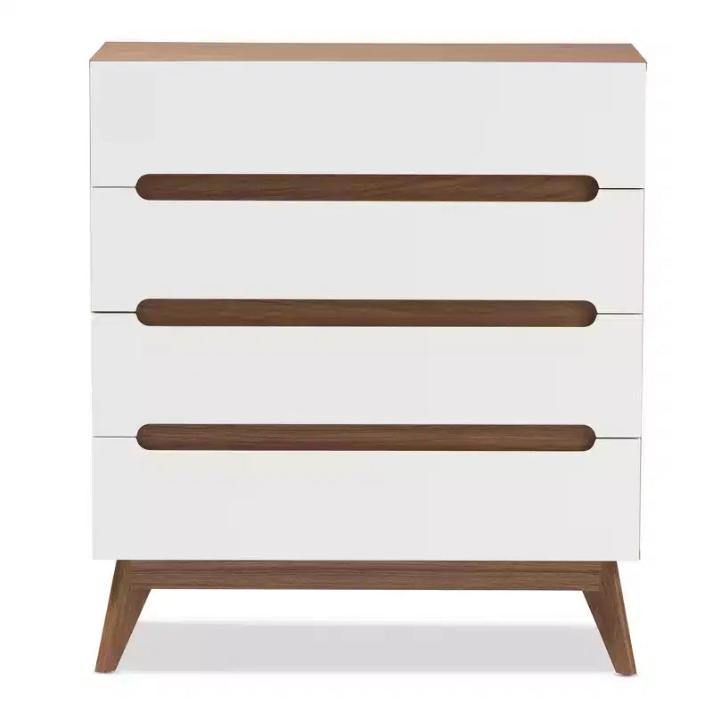 Cassettiera Calypso Mid-Century in legno a 4 cassetti marrone - Baxton Studio: Design scandinavo elegante, Salvaspazio