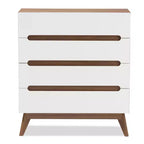 Cassettiera Calypso Mid-Century in legno a 4 cassetti marrone - Baxton Studio: Design scandinavo elegante, Salvaspazio