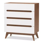 Cassettiera Calypso Mid-Century in legno a 4 cassetti marrone - Baxton Studio: Design scandinavo elegante, Salvaspazio