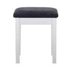 Mobiletto con specchio a ribalta Glam, 1 anta, 1 cassetto, specchio e legno, con sgabello, motivo a traliccio argentato - Linon