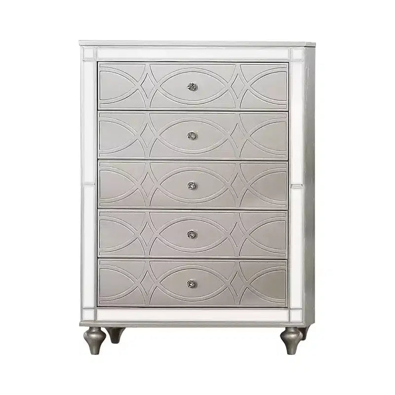 Cassettiera Glam con 5 cassetti La Mesa color argento - HOMES: Inside + Out: Dettagli a specchio, spazio contenitivo elegante