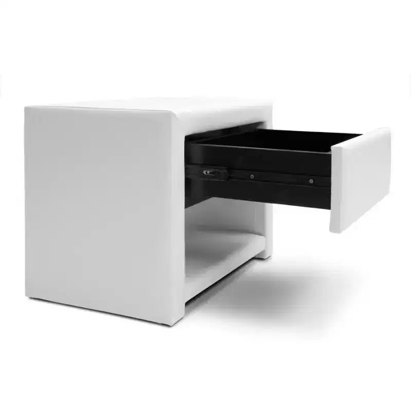 Comodino moderno imbottito Massey bianco - Baxton Studio