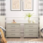 Set di 2 comodini da 32'' beige - Complementi d'arredo: Design moderno, 3 cassetti, gambe in metallo