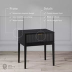 Nathan James Jasper Comodino Nero Scanalato in Legno
