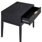 Nathan James Jasper Comodino Nero Scanalato in Legno