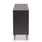 Kelson Wood Cassettiera a 6 Cassetti Grigio Scuro/Oro - Baxton Studio: Mobili Moderni Contenitori per Camera da Letto