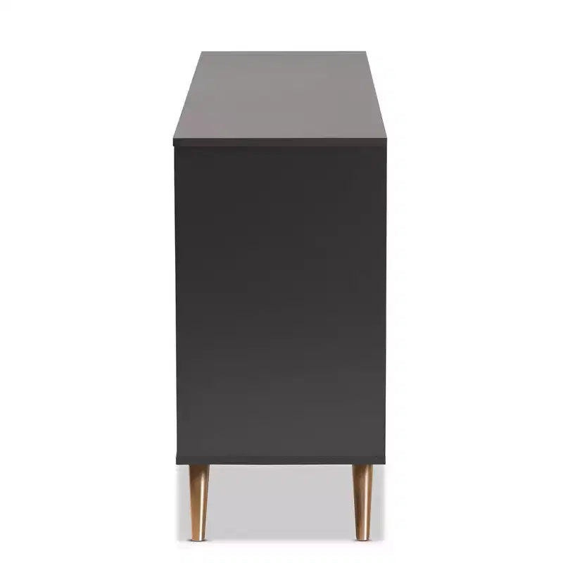 Kelson Wood Cassettiera a 6 Cassetti Grigio Scuro/Oro - Baxton Studio: Mobili Moderni Contenitori per Camera da Letto