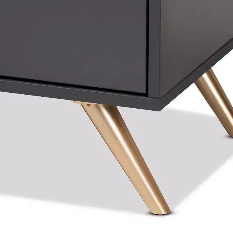 Kelson Wood Cassettiera a 6 Cassetti Grigio Scuro/Oro - Baxton Studio: Mobili Moderni Contenitori per Camera da Letto