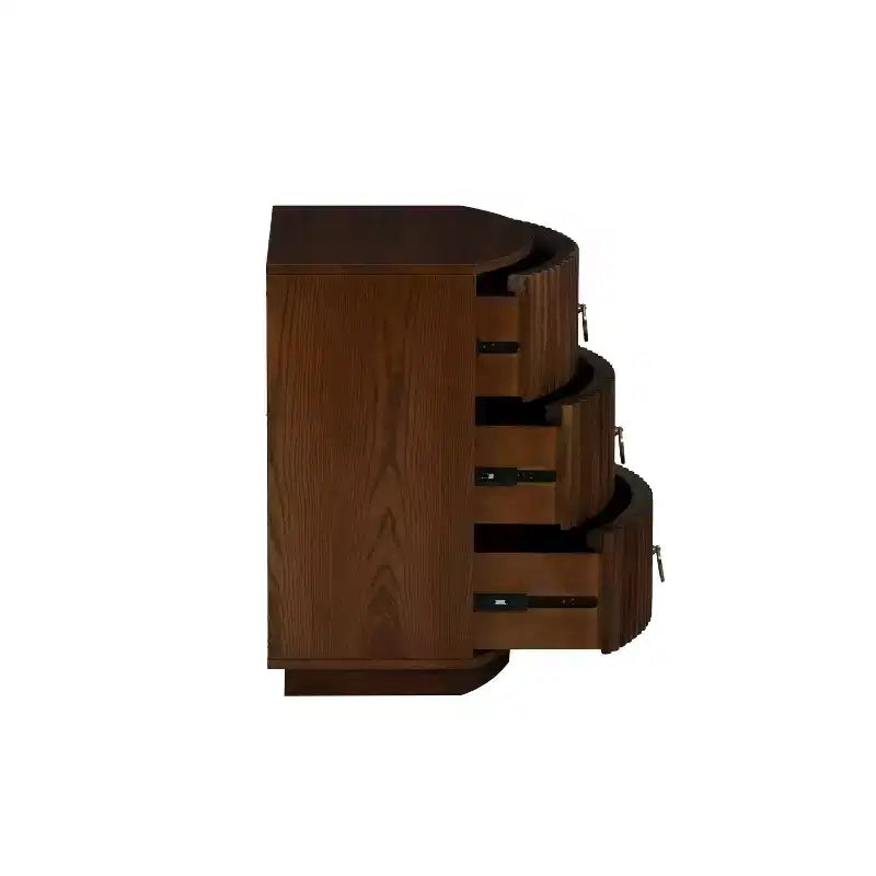 Comodino Powell Chantel a 3 cassetti Noce