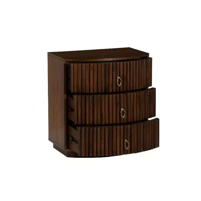 Comodino Powell Chantel a 3 cassetti Noce