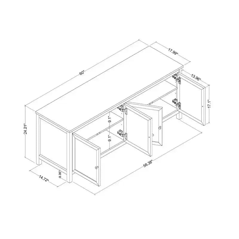 Mobile porta TV tradizionale con ante e ripiani per TV fino a 65" Bianco classico - Room Essentials™