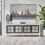 Mobile TV Buylateral Hampshire per TV fino a 55" Bianco/Nero: Mobile per TV con ripiani regolabili, gestione cavi