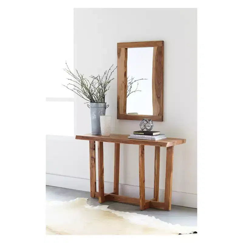 Alaterre Furniture Berkshire Mobile TV con bordo irregolare in legno massello: Acacia, Finitura atossica, Componenti in acciaio