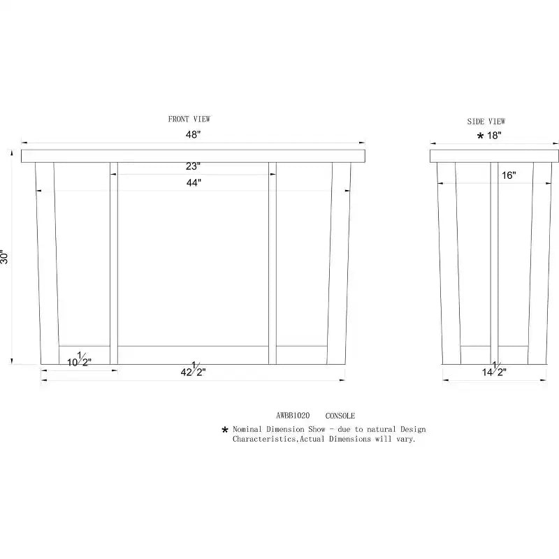 Alaterre Furniture Berkshire Mobile TV con bordo irregolare in legno massello: Acacia, Finitura atossica, Componenti in acciaio