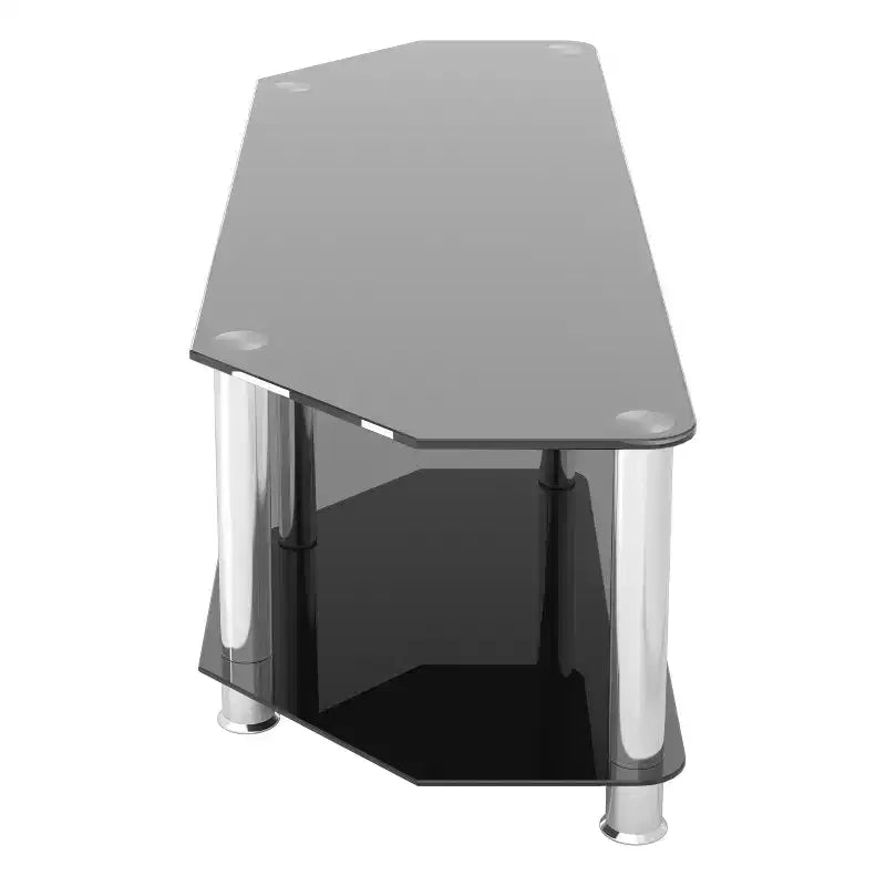 Mobile TV con ripiani in vetro per TV fino a 65" - Argento/Nero