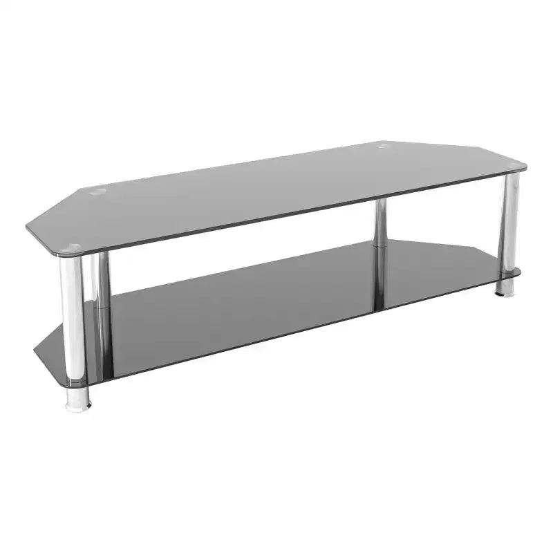 Mobile TV con ripiani in vetro per TV fino a 65" - Argento/Nero