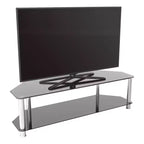 Mobile TV con ripiani in vetro per TV fino a 65" - Argento/Nero