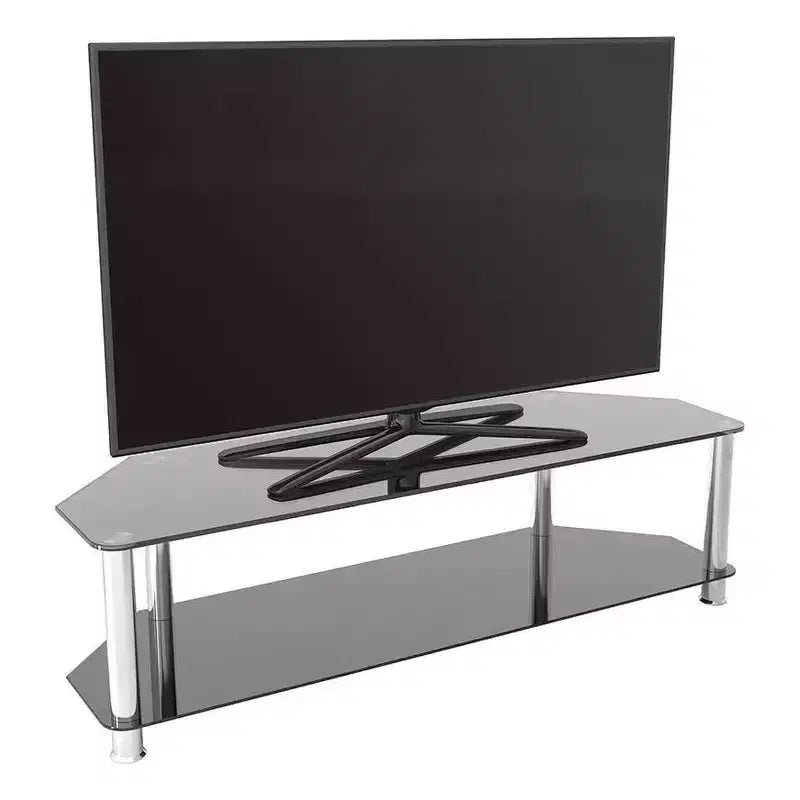 Mobile TV con ripiani in vetro per TV fino a 65" - Argento/Nero