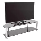 Mobile TV con ripiani in vetro per TV fino a 65" - Argento/Nero