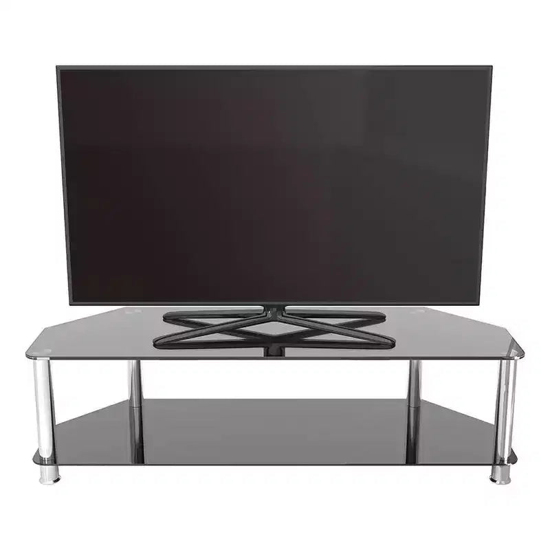 Mobile TV con ripiani in vetro per TV fino a 65" - Argento/Nero