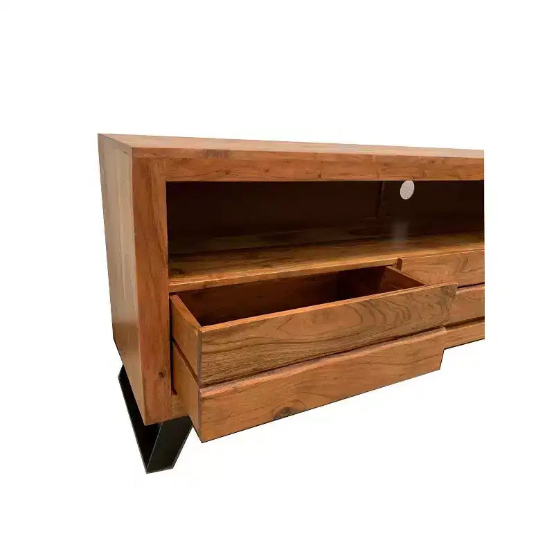 Mobile TV Timbergirl Live Edge per TV fino a 65" Marrone Chiaro: Consolle multimediale moderna, Struttura in legno massello