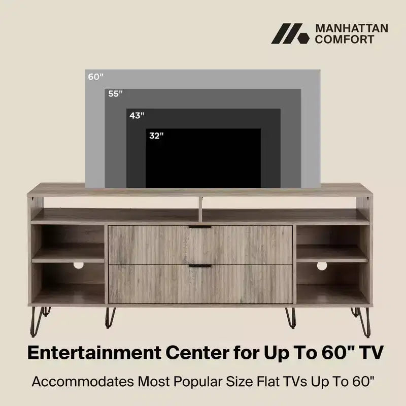 Manhattan Comfort Dumbo Porta TV da 63" per TV fino a 60" Grigio Rustico