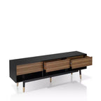 24/7 Shop At Home Vanore Mobile TV a 3 cassetti stile Mid-Century per TV fino a 80" Nero: Mobile TV con ripiani aperti