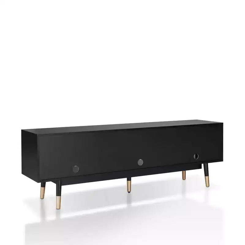 24/7 Shop At Home Vanore Mobile TV a 3 cassetti stile Mid-Century per TV fino a 80" Nero: Mobile TV con ripiani aperti