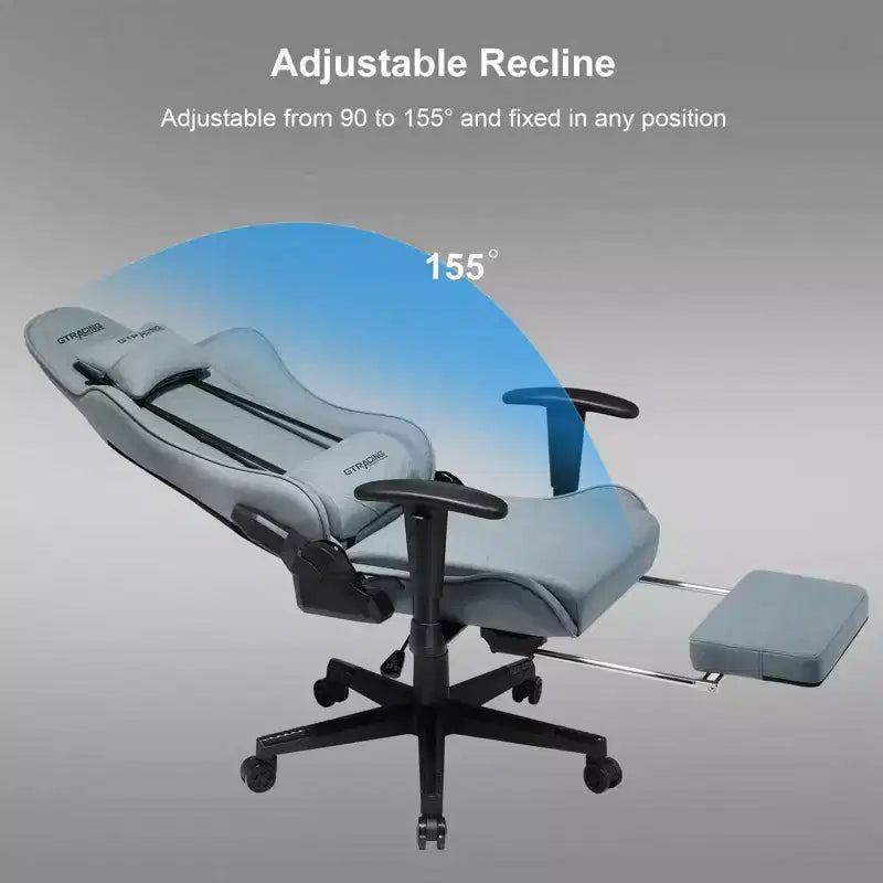 GTRACING Sedia Gaming con Poggiapiedi Ergonomica Reclinabile da Ufficio con Supporto Lombare Blu
