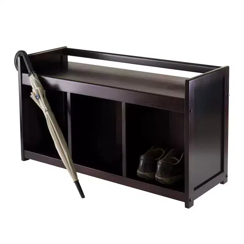 Panca Contenitore Addison a 3 Scomparti - Espresso Scuro - Winsome: Organizzatore da Ingresso, Ottomana in Ecopelle per Camera da Letto