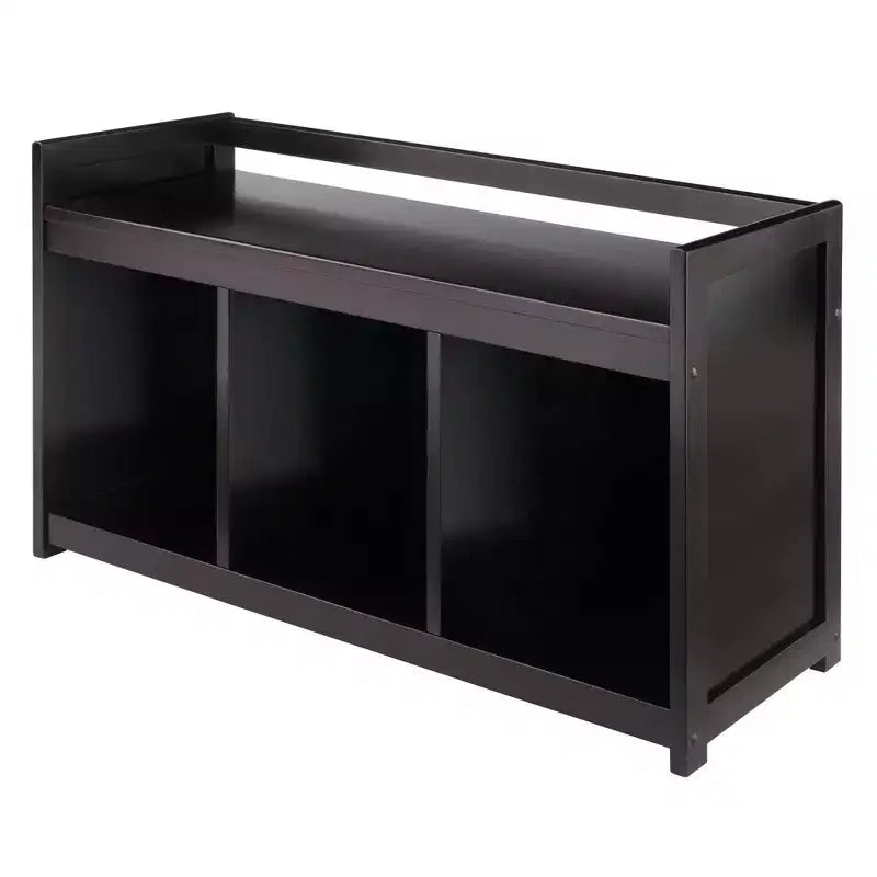 Panca Contenitore Addison a 3 Scomparti - Espresso Scuro - Winsome: Organizzatore da Ingresso, Ottomana in Ecopelle per Camera da Letto