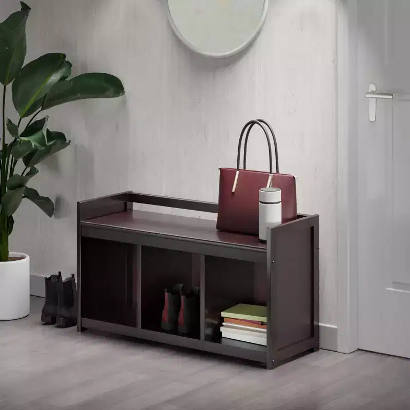 Panca Contenitore Addison a 3 Scomparti - Espresso Scuro - Winsome: Organizzatore da Ingresso, Ottomana in Ecopelle per Camera da Letto