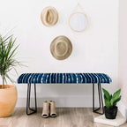 Ninola Design Navy Ink Striped Bench Blue/Black - Deny Designs: Faux Leather, Steel Legs, 46"W