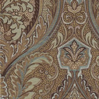 Pouf rotondo con contenitore trapuntato a bottoni fantasia Paisley marrone - HomePop