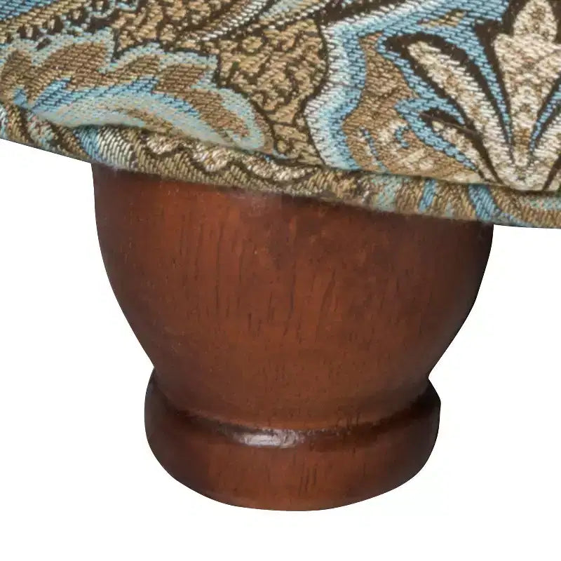 Pouf rotondo con contenitore trapuntato a bottoni fantasia Paisley marrone - HomePop