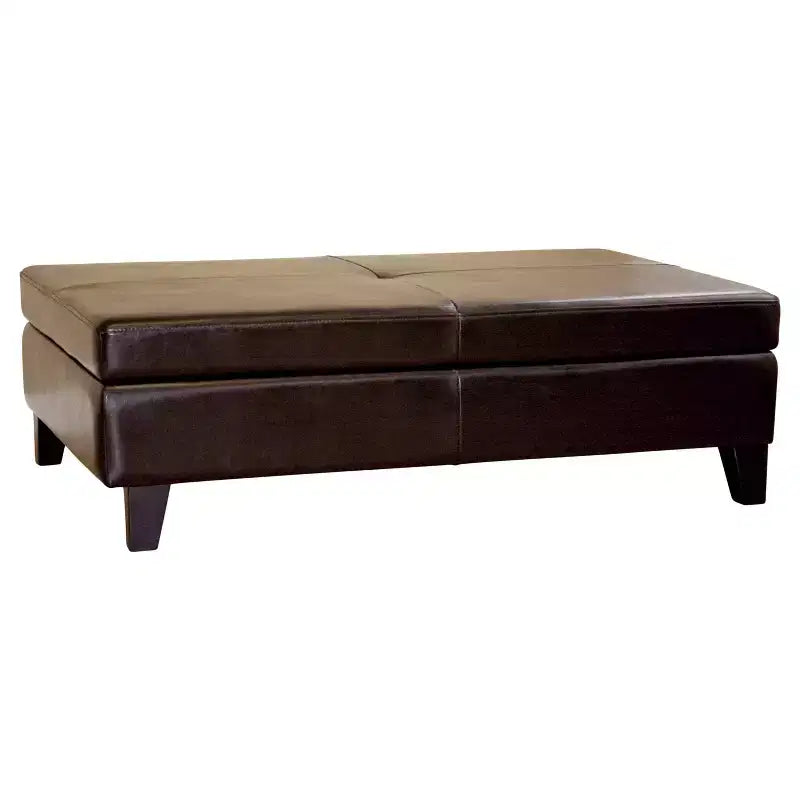 Pouf/ottomana cocktail Sandusky interamente in pelle marrone scuro - Baxton Studio: Contenitore e seduta multiuso