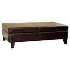Pouf/ottomana cocktail Sandusky interamente in pelle marrone scuro - Baxton Studio: Contenitore e seduta multiuso