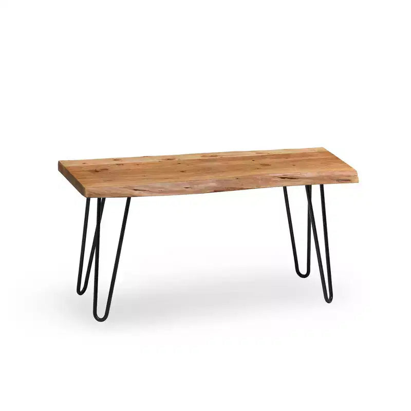 Panca contenitore in legno massello con gambe a forcina da 91 cm e set di mensole con ganci appendiabiti - Naturale - Alaterre Furniture