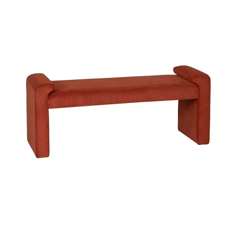 Linon Linn Upholstered Bench Rust Corduroy