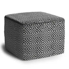 Pouf Laurene quadrato in PET intrecciato di poliestere grigio/bianco - WyndenHall