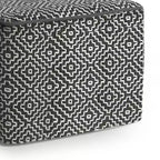 Pouf Laurene quadrato in PET intrecciato di poliestere grigio/bianco - WyndenHall