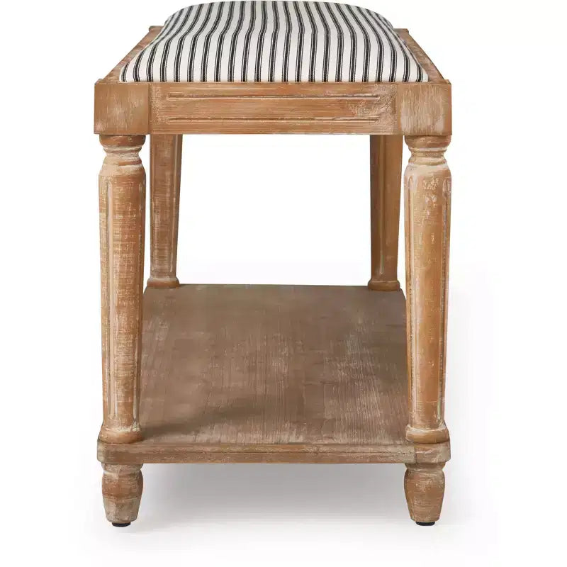 Panca Imbottita Finch Graydon Naturale Invecchiato: Stile Cottage, Ripiano Portaoggetti, Rivestimento in Poliestere, Struttura in Legno