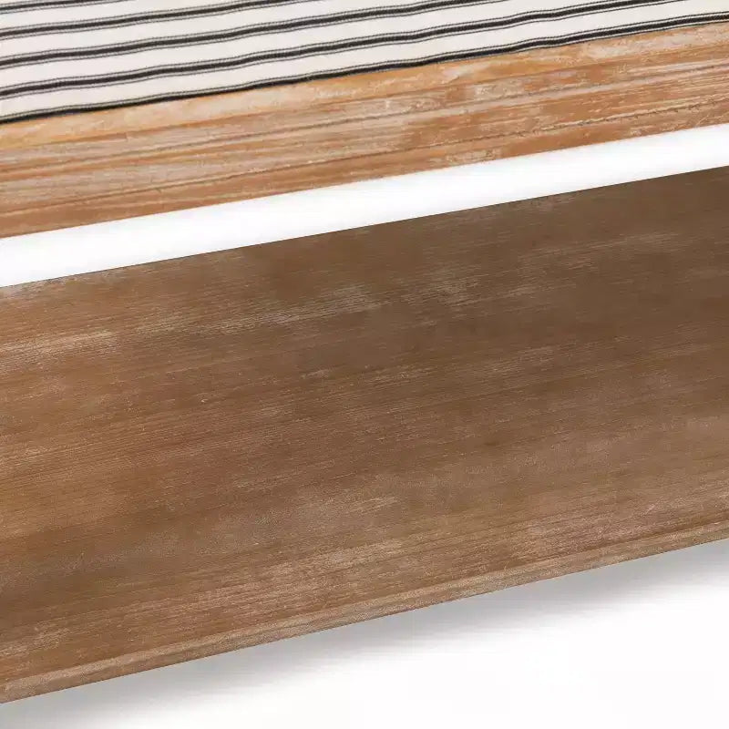 Panca Imbottita Finch Graydon Naturale Invecchiato: Stile Cottage, Ripiano Portaoggetti, Rivestimento in Poliestere, Struttura in Legno