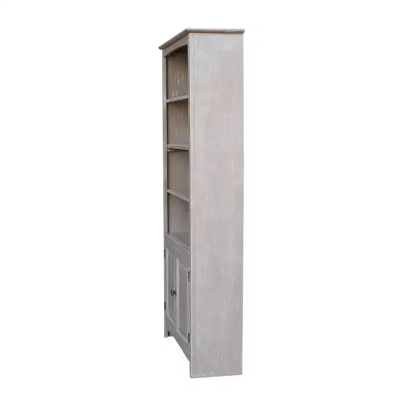 International Concepts Libreria Shaker da 72" con due ante inferiori Grigio Lavato: Legno massello di Paratree, design Mid-Century, ripiani regolabili