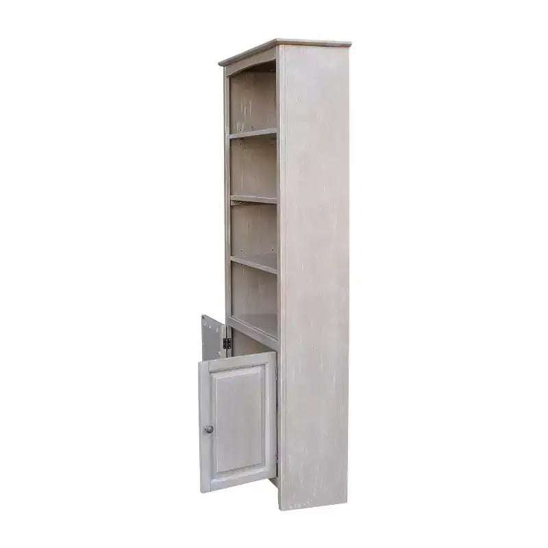 International Concepts Libreria Shaker da 72" con due ante inferiori Grigio Lavato: Legno massello di Paratree, design Mid-Century, ripiani regolabili