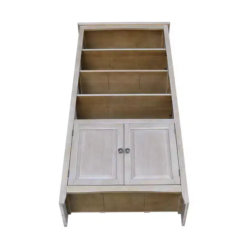 International Concepts Libreria Shaker da 72" con due ante inferiori Grigio Lavato: Legno massello di Paratree, design Mid-Century, ripiani regolabili