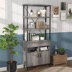 Libreria rustica Skamania da 73,6" con ripiani e struttura in metallo - miBasics: Design industriale, mobile chiuso