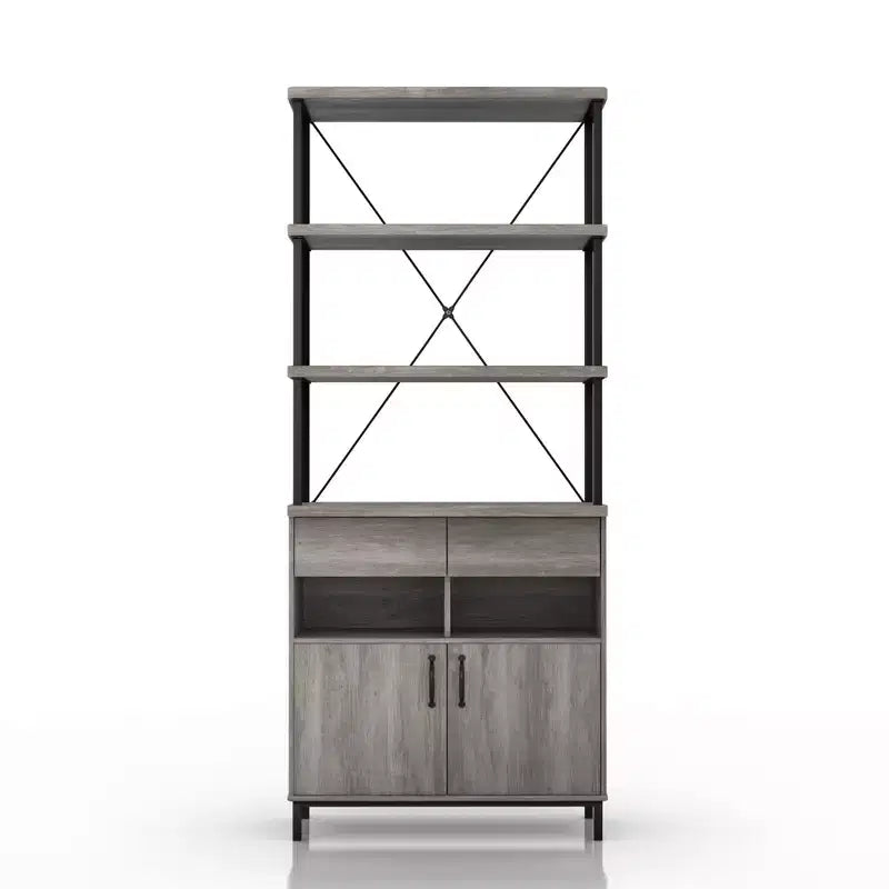 Libreria rustica Skamania da 73,6" con ripiani e struttura in metallo - miBasics: Design industriale, mobile chiuso