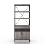 Libreria rustica Skamania da 73,6" con ripiani e struttura in metallo - miBasics: Design industriale, mobile chiuso