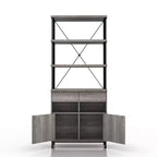 Libreria rustica Skamania da 73,6" con ripiani e struttura in metallo - miBasics: Design industriale, mobile chiuso
